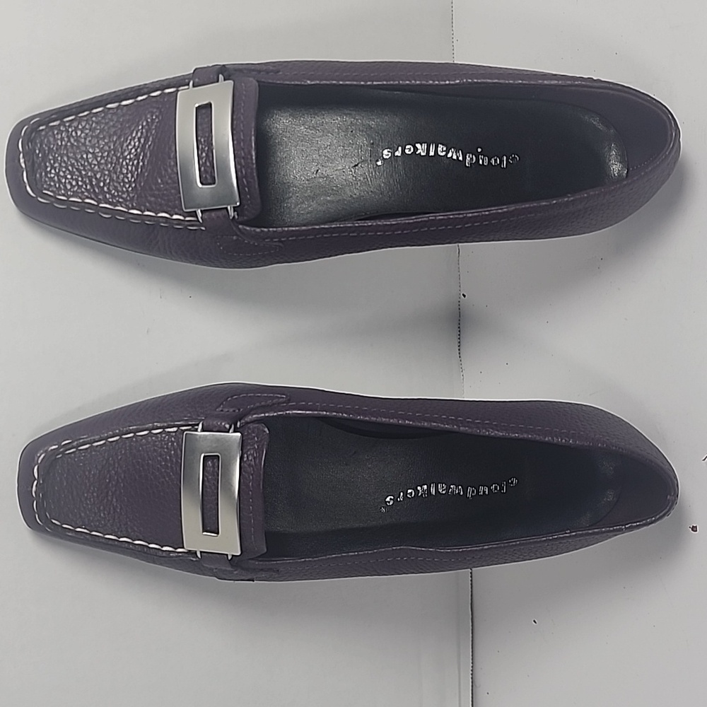 CloudWalkers Women Purple Flat Loafers With Silver Buckle Size 9W
